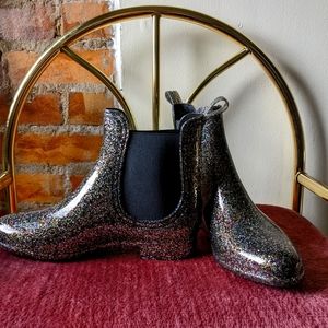 Black Sparkling Rain Boots